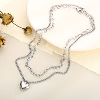 Stainless Steel Titanium Steel 18K Gold Plated Casual Modern Style Plating Heart Shape Layered Necklaces main image 7