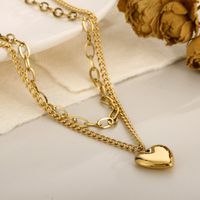 Stainless Steel Titanium Steel 18K Gold Plated Casual Modern Style Plating Heart Shape Layered Necklaces main image 8