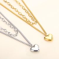 Stainless Steel Titanium Steel 18K Gold Plated Casual Modern Style Plating Heart Shape Layered Necklaces main image 1