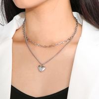 Stainless Steel Titanium Steel 18K Gold Plated Casual Modern Style Plating Heart Shape Layered Necklaces main image 4