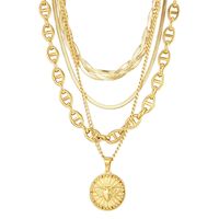 Stainless Steel Titanium Steel 18K Gold Plated Modern Style Plating Coin Layered Necklaces main image 6