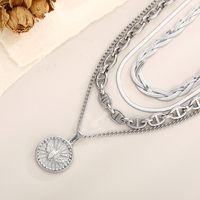 Stainless Steel Titanium Steel 18K Gold Plated Modern Style Plating Coin Layered Necklaces main image 3