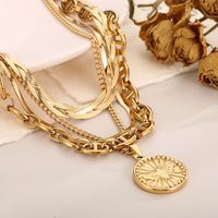 Stainless Steel Titanium Steel 18K Gold Plated Modern Style Plating Coin Layered Necklaces main image 4
