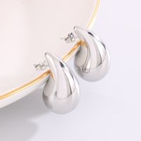 1 Pair Modern Style Water Droplets Plating Stainless Steel 18K Gold Plated Ear Studs main image 8