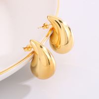 1 Pair Modern Style Water Droplets Plating Stainless Steel 18K Gold Plated Ear Studs main image 2