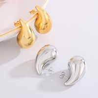 1 Pair Modern Style Water Droplets Plating Stainless Steel 18K Gold Plated Ear Studs main image 10