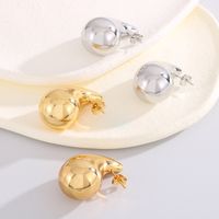 1 Pair Modern Style Water Droplets Plating Stainless Steel 18K Gold Plated Ear Studs main image 3