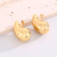 1 Pair Modern Style Water Droplets Plating Stainless Steel 18K Gold Plated Ear Studs main image 4