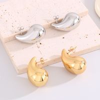1 Pair Modern Style Water Droplets Plating Stainless Steel 18K Gold Plated Ear Studs main image 6
