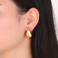 1 Pair Modern Style Water Droplets Plating Stainless Steel 18K Gold Plated Ear Studs main image 5