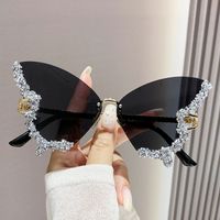 Elegant Modern Style Butterfly Pc Butterfly Frame Diamond Frameless Women's Sunglasses sku image 9