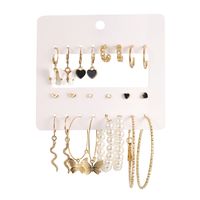 1 Set Simple Style Solid Color Inlay Alloy Artificial Pearls Earrings main image 4