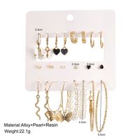 1 Set Simple Style Solid Color Inlay Alloy Artificial Pearls Earrings main image 5