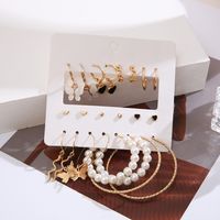 1 Set Simple Style Solid Color Inlay Alloy Artificial Pearls Earrings main image 2