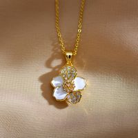 Elegant Sweet Flower Copper Inlay Zircon Earrings Necklace main image 4