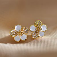 Elegant Sweet Flower Copper Inlay Zircon Earrings Necklace main image 6