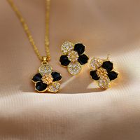 Elegant Sweet Flower Copper Inlay Zircon Earrings Necklace main image 1