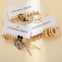 1 Set Elegant Retro Heart Shape Butterfly Leopard Inlay Arylic Alloy Artificial Pearls Earrings main image 7