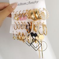 1 Set Elegant Retro Heart Shape Butterfly Leopard Inlay Arylic Alloy Artificial Pearls Earrings main image 6