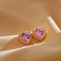 Elegant Sweet Water Droplets Heart Shape Copper Inlay Zircon Earrings Necklace main image 6