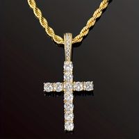 Hip-hop Cross Copper Inlay Zircon Men's Pendant Necklace main image 2