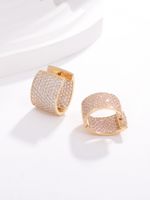 1 Pair Elegant Luxurious Solid Color Plating Inlay Metal Brass Zircon White Gold Plated Gold Plated Earrings main image 3
