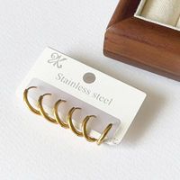 3 Pairs Simple Style Circle Polishing Plating 304 Stainless Steel 18K Gold Plated Earrings main image 5