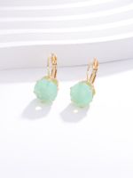 1 Pair Retro Round Plating Inlay Metal Brass Artificial Gemstones Glass Glass Stone Gold Plated Earrings main image 4