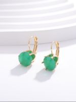 1 Pair Retro Round Plating Inlay Metal Brass Artificial Gemstones Glass Glass Stone Gold Plated Earrings main image 3