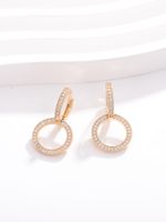 1 Pair Elegant Luxurious Solid Color Plating Inlay Copper Zircon White Gold Plated Gold Plated Drop Earrings main image 3