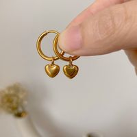 1 Pair Vintage Style Heart Shape Plating 304 Stainless Steel 18K Gold Plated Drop Earrings main image 4