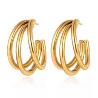 1 Pair Streetwear C Shape Plating 304 Stainless Steel 18K Gold Plated Ear Studs main image 2