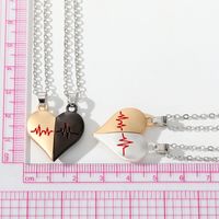 Vintage Style Simple Style Electrocardiogram Heart Shape Alloy Wholesale Pendant Necklace main image 5