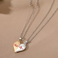 Vintage Style Simple Style Electrocardiogram Heart Shape Alloy Wholesale Pendant Necklace main image 3