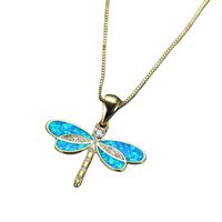 Pastoral Dragonfly Artificial Diamond Alloy Wholesale Pendant Necklace main image 5