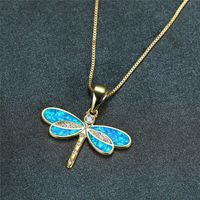 Pastoral Dragonfly Artificial Diamond Alloy Wholesale Pendant Necklace sku image 1