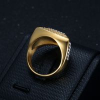 Hip-hop Geometric Stainless Steel Plating Inlay Rhinestones Gold Plated Men's Rings main image 5