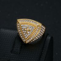 Hip-hop Geometric Stainless Steel Plating Inlay Rhinestones Gold Plated Men's Rings main image 4