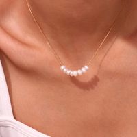 Vintage Style Classic Style Solid Color Stainless Steel Freshwater Pearl 18k Gold Plated Necklace In Bulk main image 2