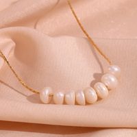 Vintage Style Classic Style Solid Color Stainless Steel Freshwater Pearl 18k Gold Plated Necklace In Bulk main image 1