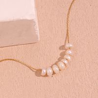 Vintage Style Classic Style Solid Color Stainless Steel Freshwater Pearl 18k Gold Plated Necklace In Bulk main image 4