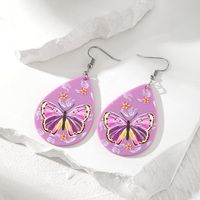 1 Pair Casual Vacation Water Droplets Flower Butterfly Resin Drop Earrings main image 4