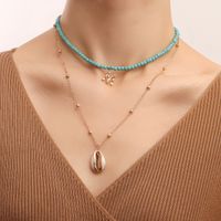 Vacation Letter Shell Alloy Turquoise Wholesale Layered Necklaces main image 1