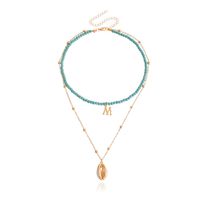 Vacation Letter Shell Alloy Turquoise Wholesale Layered Necklaces sku image 1