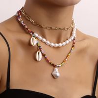 Vacation Shell Alloy Baroque Pearls Seed Bead Wholesale Layered Necklaces main image 5