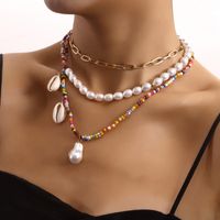 Vacation Shell Alloy Baroque Pearls Seed Bead Wholesale Layered Necklaces main image 3