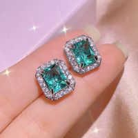 Elegant Glam Rectangle Copper Inlay Zircon Rings Earrings Necklace main image 4