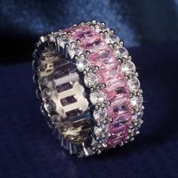 Luxurious Rectangle Brass Inlay Zircon Wide Band Rings main image 4