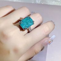 Simple Style Square Brass Inlay Rhinestones Rings main image 2