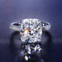 Glam Square Messing Inlay High Carbon Diamant Ringe sku image 1
